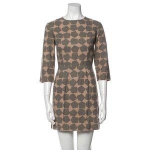 Dusen Dusen raw silk grey and pink mod style dress; size 6